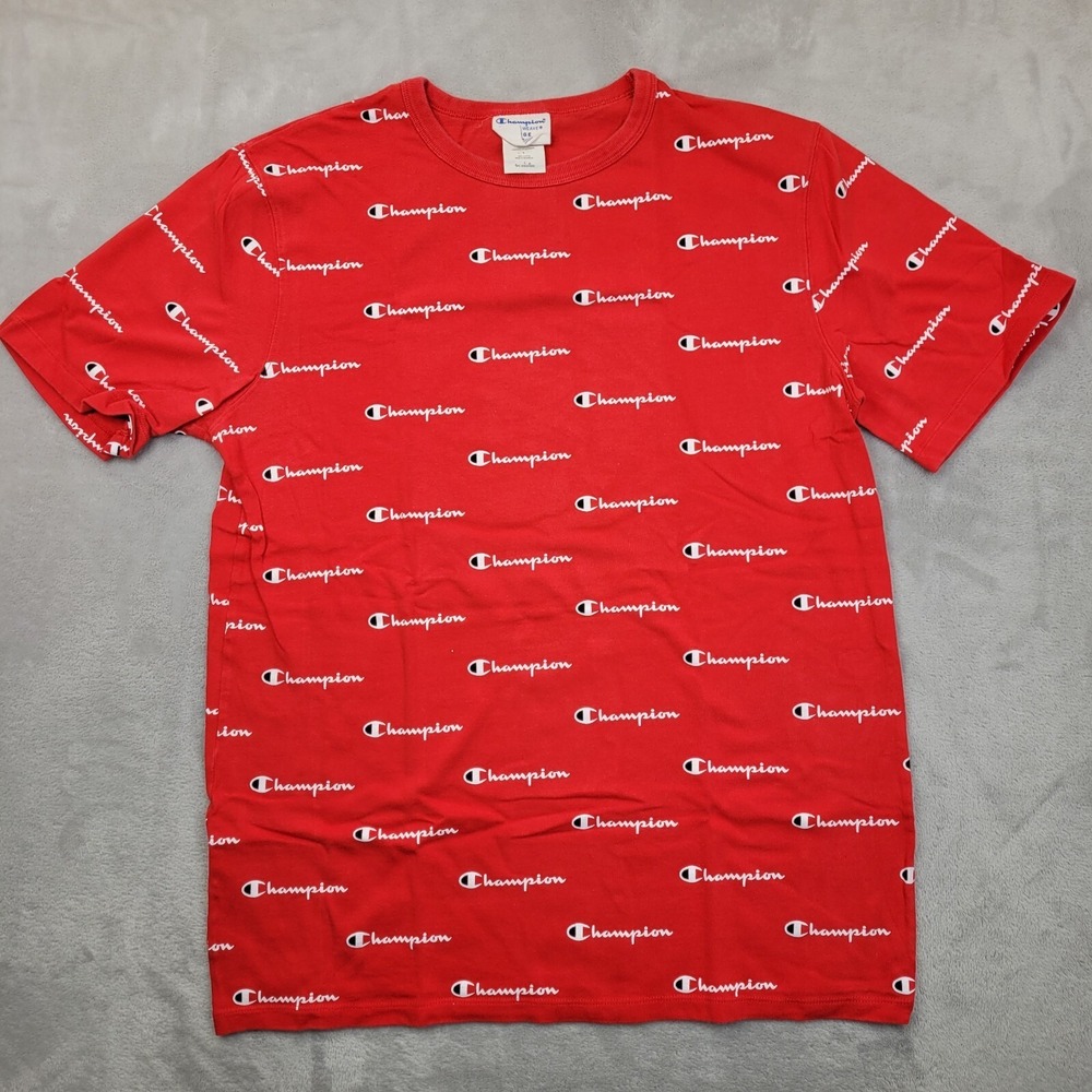 Champion Reverse Weave Shirt Mens Large All Over Print AOP Short Sleeve Crewneck